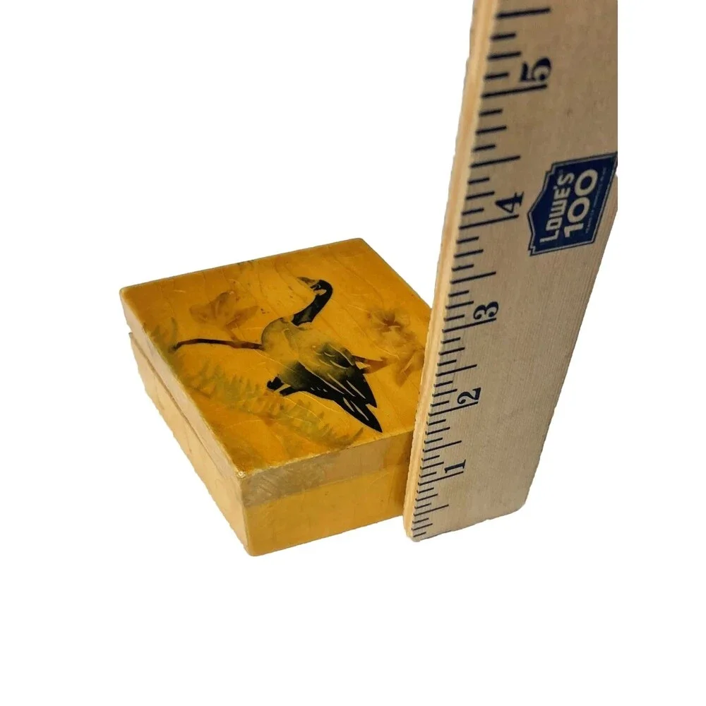 Vintage 1960's Box Lacquered Intarsia Rhomboid Bird